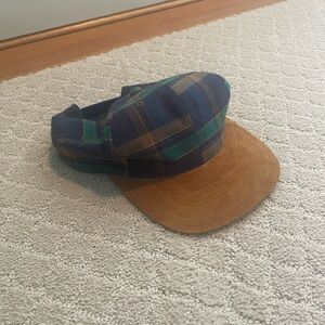 Vintage Plaid Blue and Brown Men's Cap
